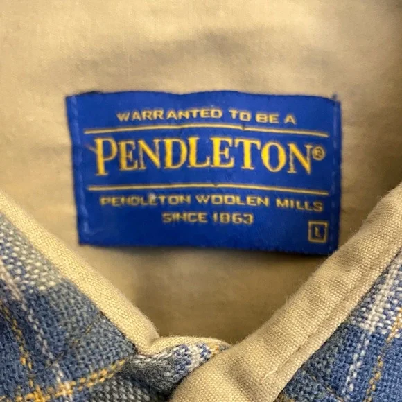 Pendleton Men Umatilla Virgin Wool Blue/Brown Stewart Muted Tartan Lodge Shirt L - Picture 2 of 11